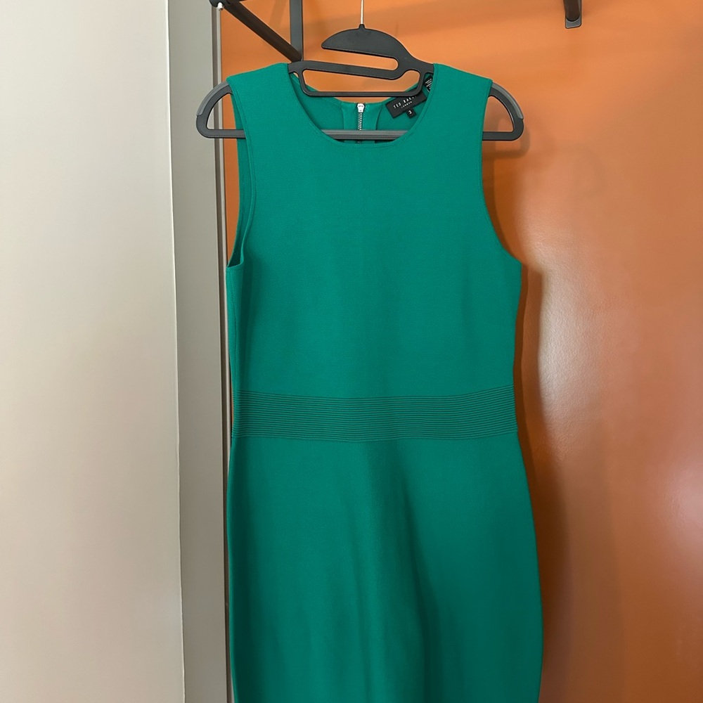 Ted Baker Green Sleeveless Sheath Midi Dress